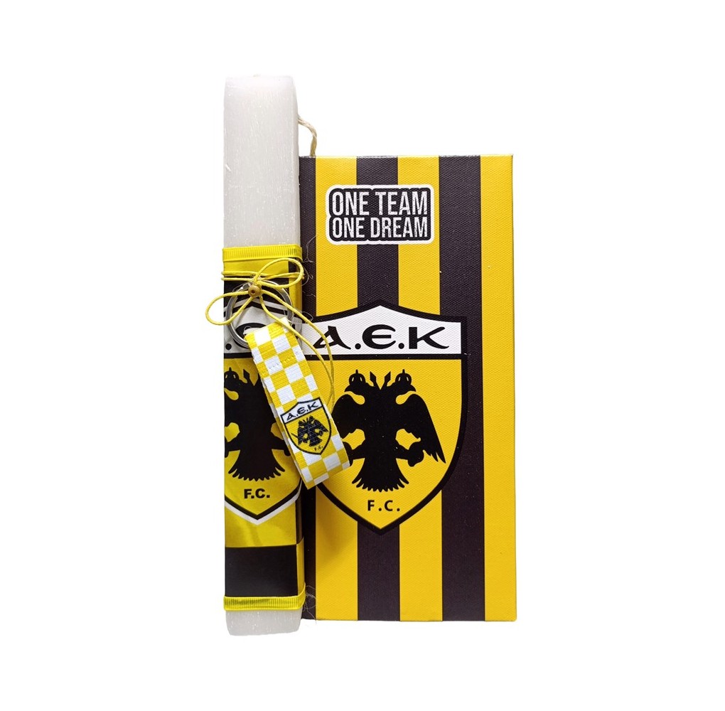 Σετ Λαμπάδα ΑΕΚ με Καμβά One Team One Dream