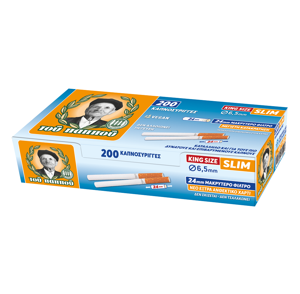 Του Παππού Άδεια Τσιγάρα Slim 200 Τεμάχια με 24mm Φίλτρο