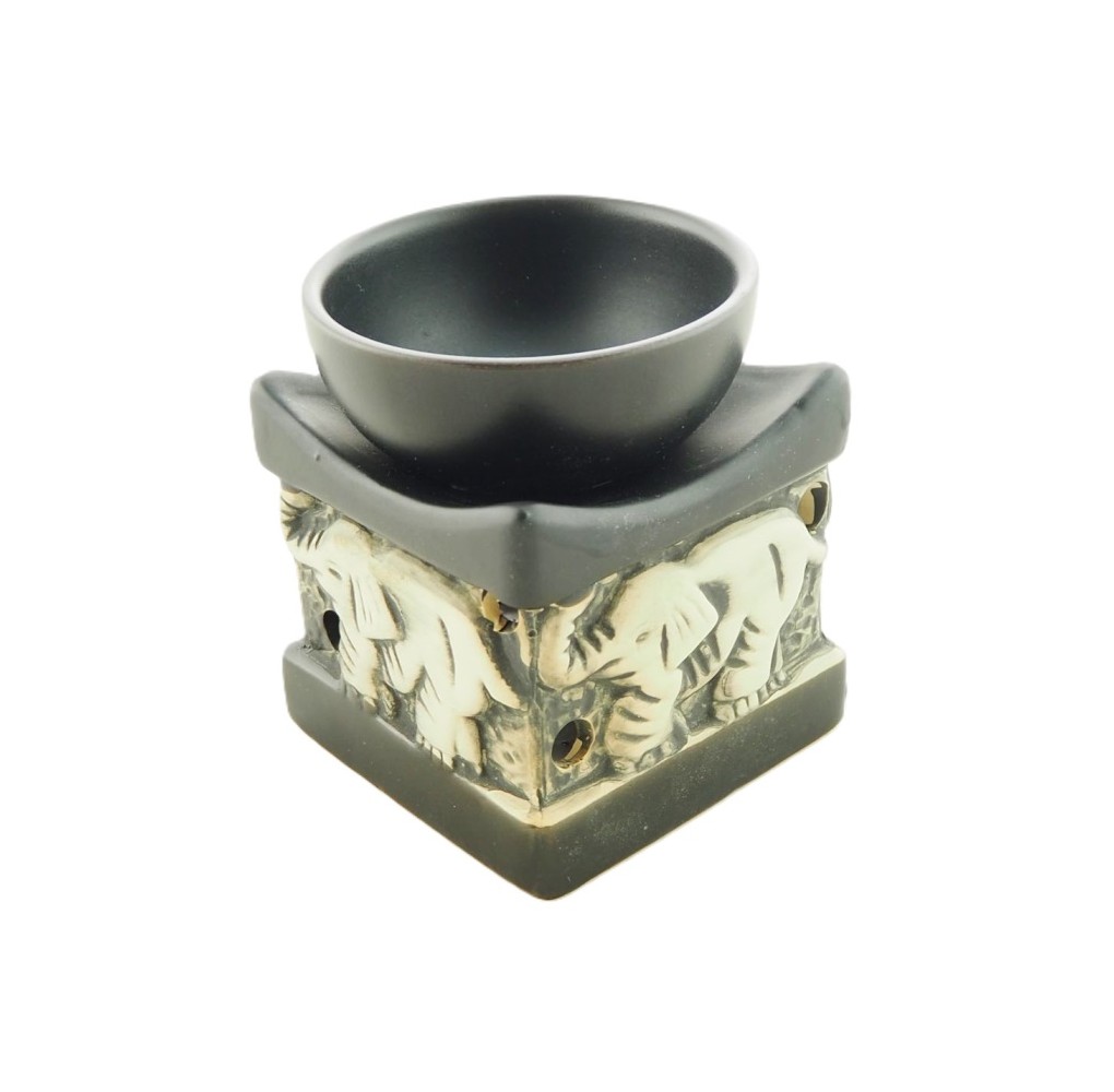 Κεραμικός Αρωματιστής Τετράγωνος Ελέφαντας Μαύρο