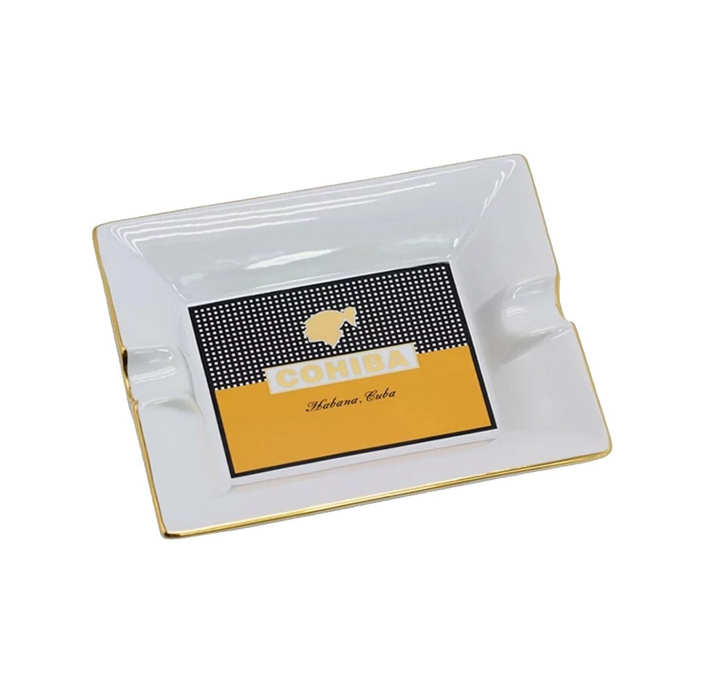 Κεραμικό Σταχτοδοχείο Πούρου Cohiba 2 Θέσεων Λευκό