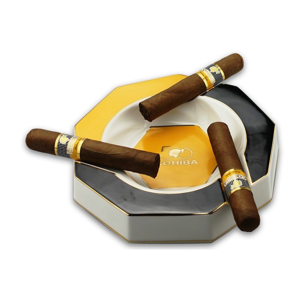 Κεραμικό Σταχτοδοχείο Πούρου Cohiba 3 Θέσεων Λευκό