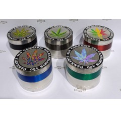 Grinder Cannabis Leaf Metal Silver 54mm - 4 Parts