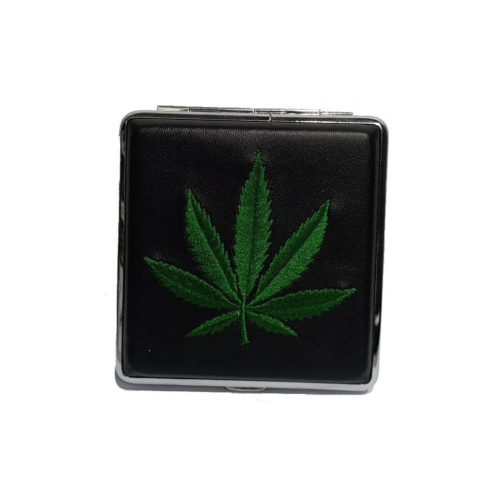 Ταμπακιέρα Atomic Cannabis Leaf Μαύρη