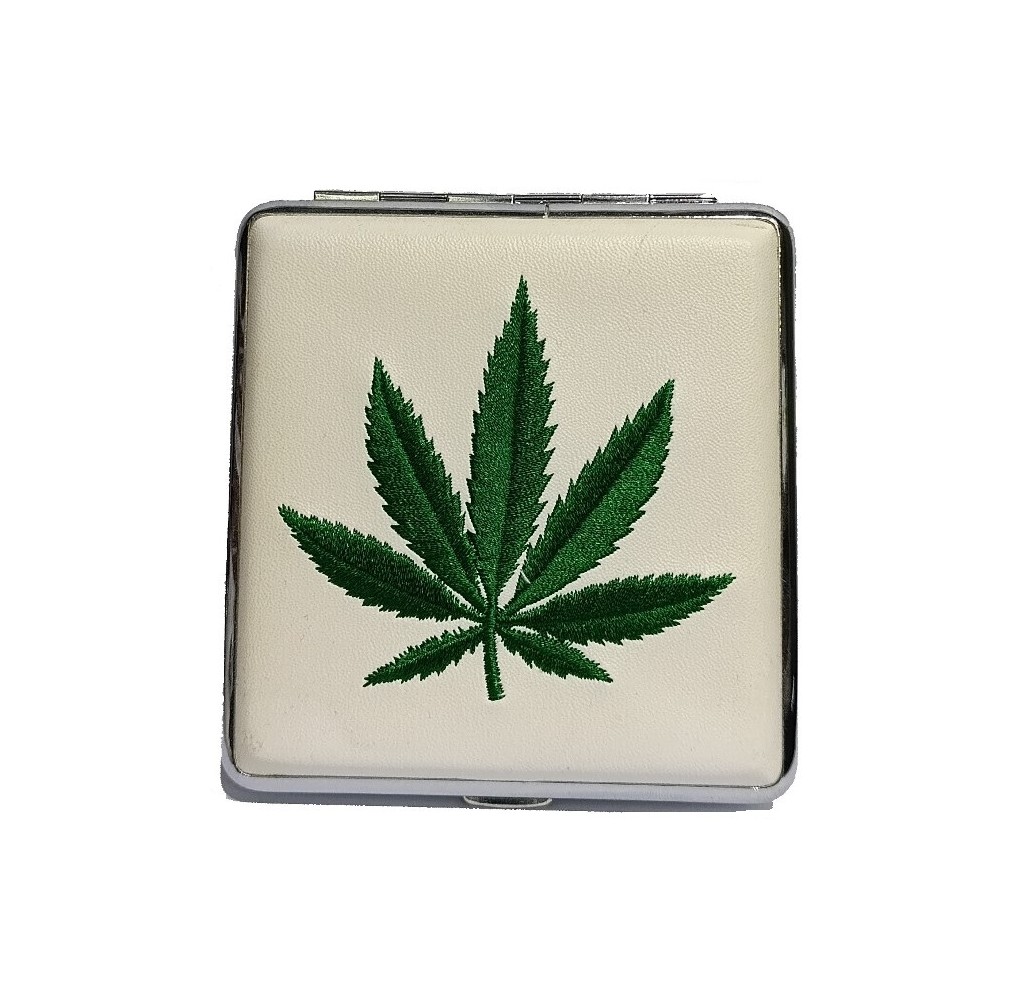 Ταμπακιέρα Atomic Cannabis Leaf Λευκή