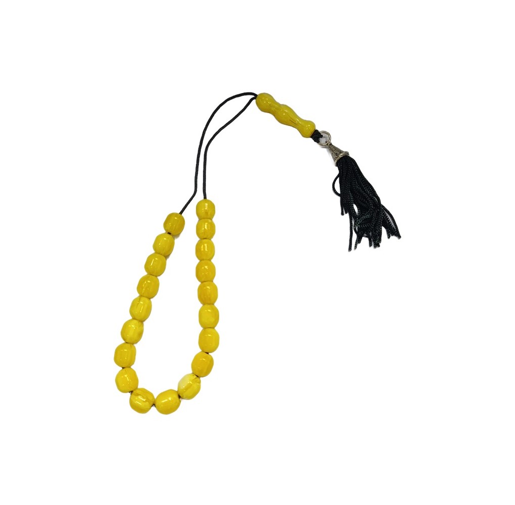 Κομπολόι Ρητίνης με Φούντα & Παππά Κίτρινο