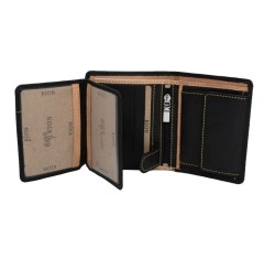 Ανδρικό Δερμάτινο Πορτοφόλι Kion Μαύρο & Κόκκινο