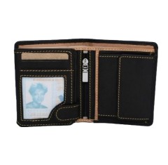 Ανδρικό Δερμάτινο Πορτοφόλι Kion Μαύρο & Κόκκινο