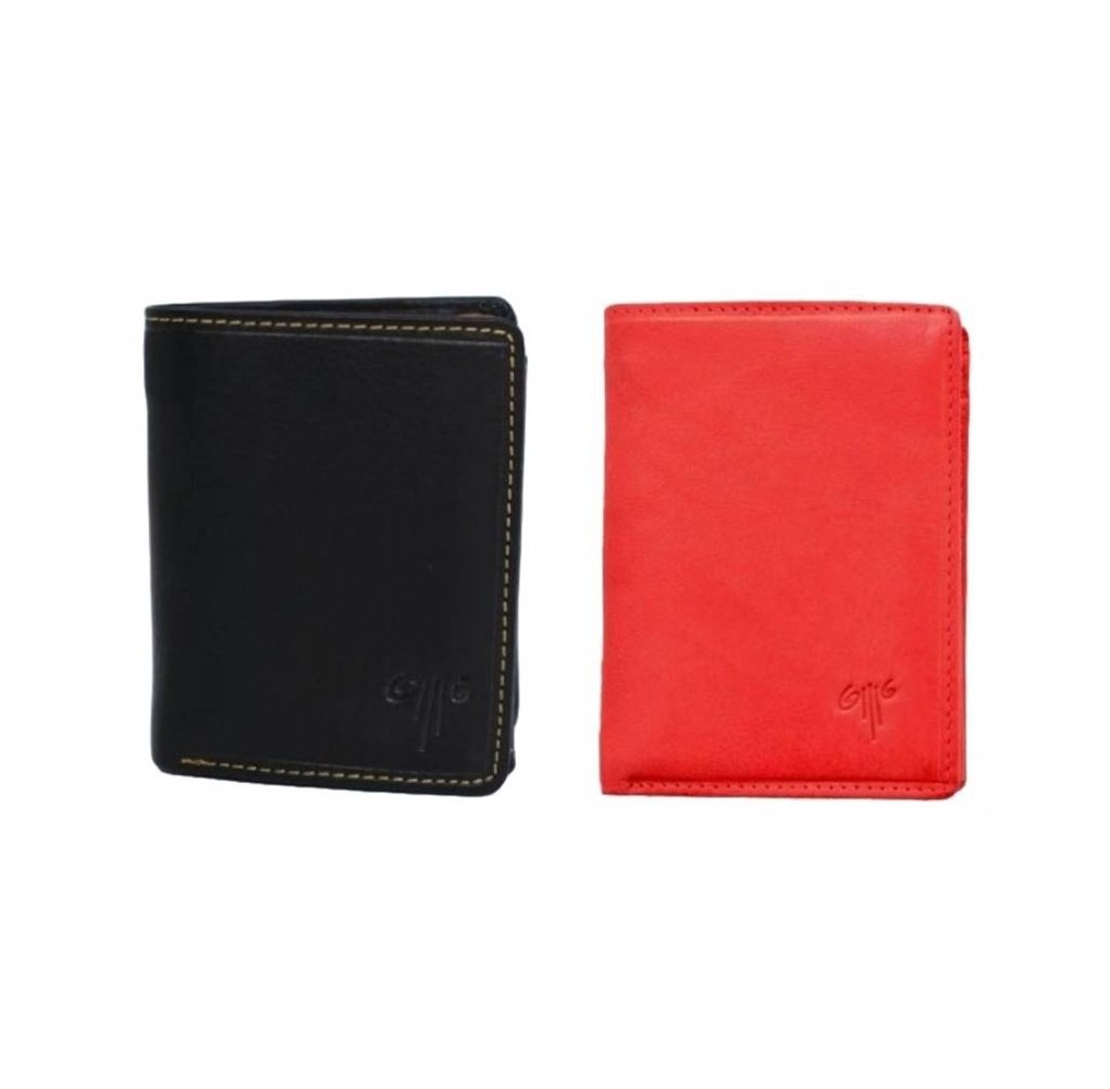 Ανδρικό Δερμάτινο Πορτοφόλι Kion Μαύρο & Κόκκινο