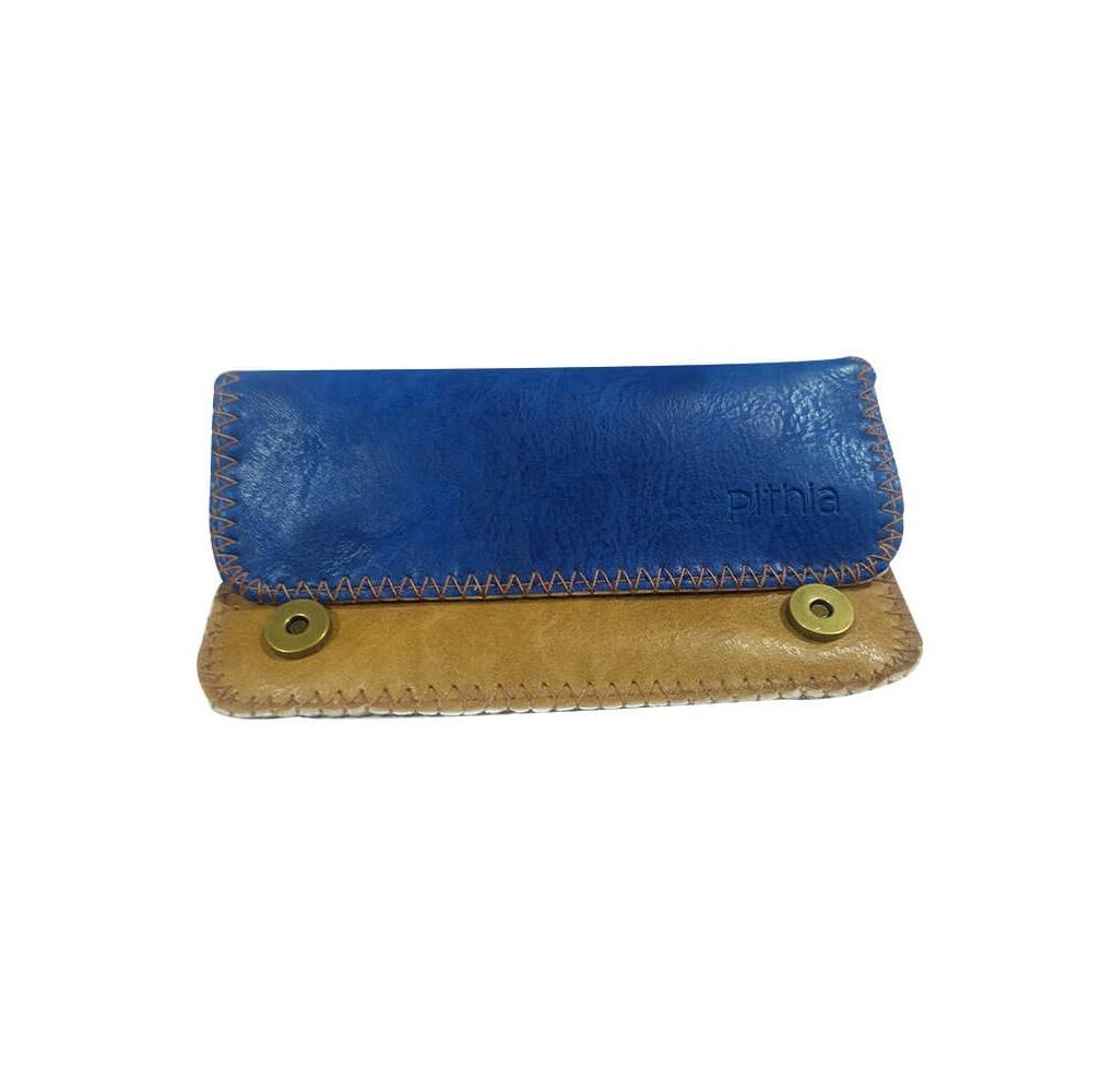 Καπνοσακούλα Δερματίνη Πυθία Amalia Blue Navy - Camel