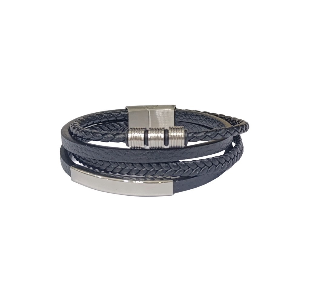 Βραχιόλι Χειροποίητο Δερμάτινο με Ανοξείδωτο Ατσάλι 50470