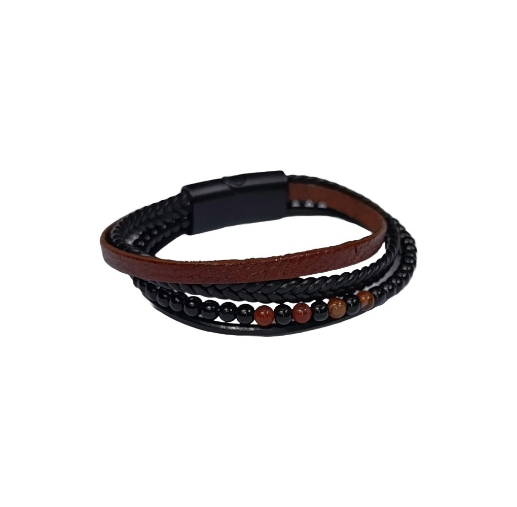 Βραχιόλι Χειροποίητο Δερμάτινο με Ανοξείδωτο Ατσάλι 50484