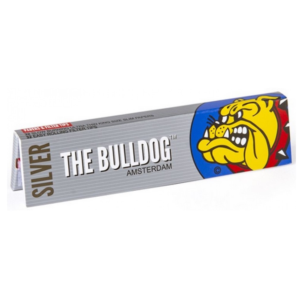 Χαρτάκια The Bulldog Ασημί King Size Slim με Τζιβάνες