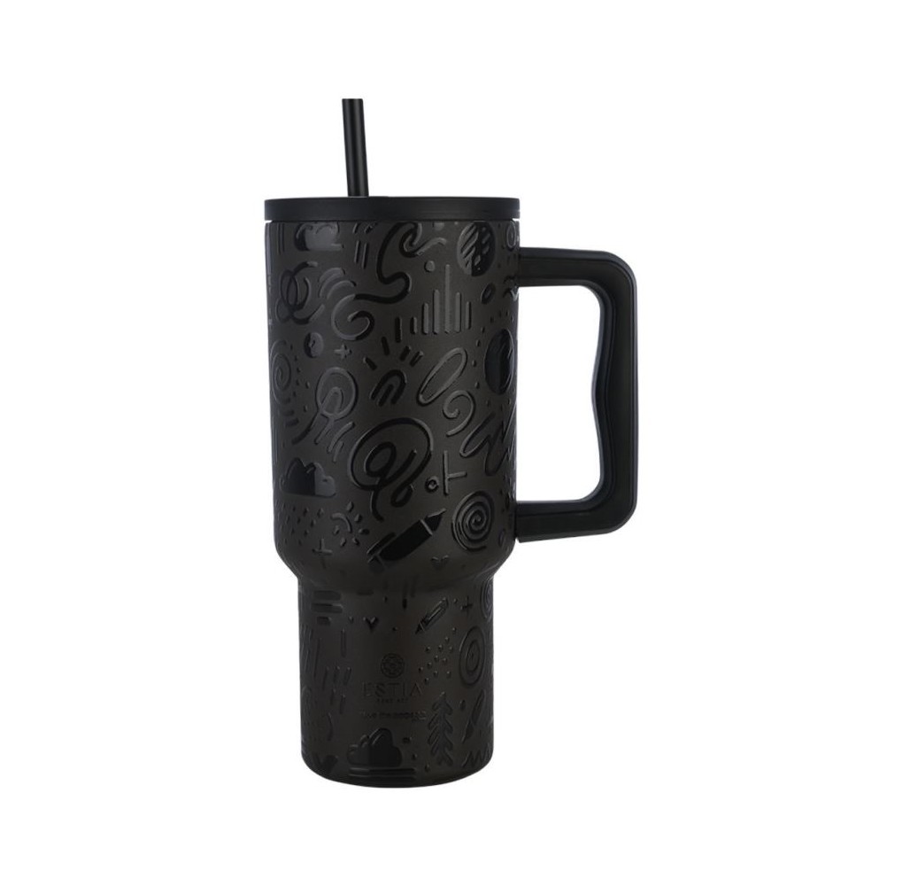 Θερμός Estia Straw Tumbler XL Save The Aegean 900ml Noir Echo