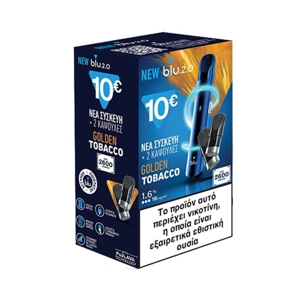 Blu 2.0 Pod Συσκευή με Golden Tobacco Κάψουλα 18mg