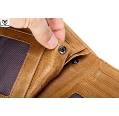 Ανδρικό Δερμάτινο Πορτοφόλι Bull Captain QB-03 Καφέ Ανοικτό